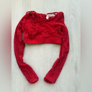 ALO Yoga Red Long Sleeve Crop Top